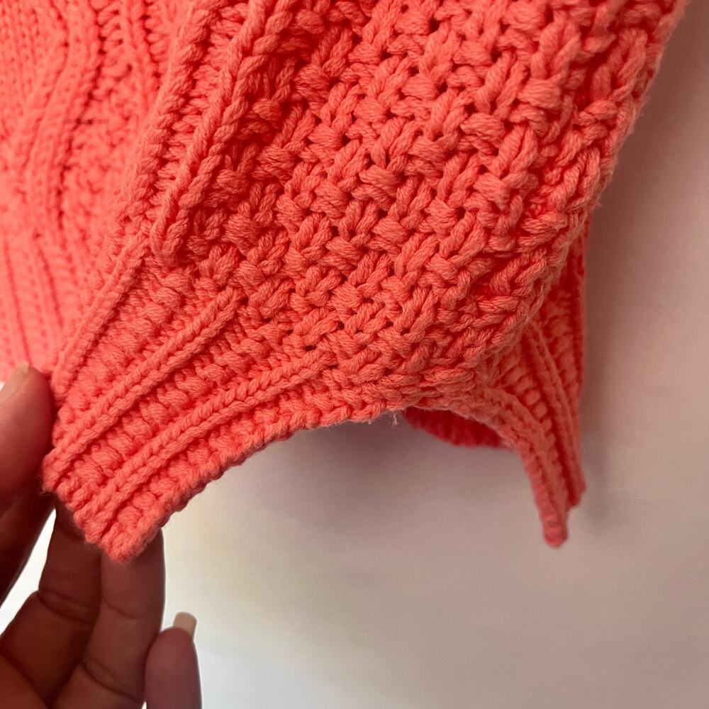 She Sky Cable Knit Sweater Vest Sz L Coral Preppy Coastal Y2K Spring Cottage NWT - Picture 8 of 12